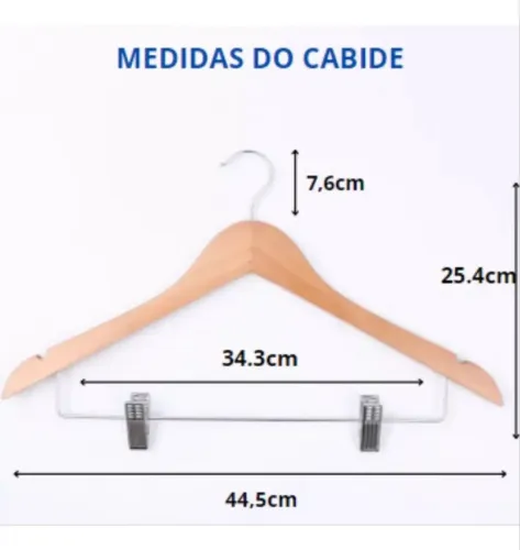100 Unidades de Cabide de Madeira com Presilha