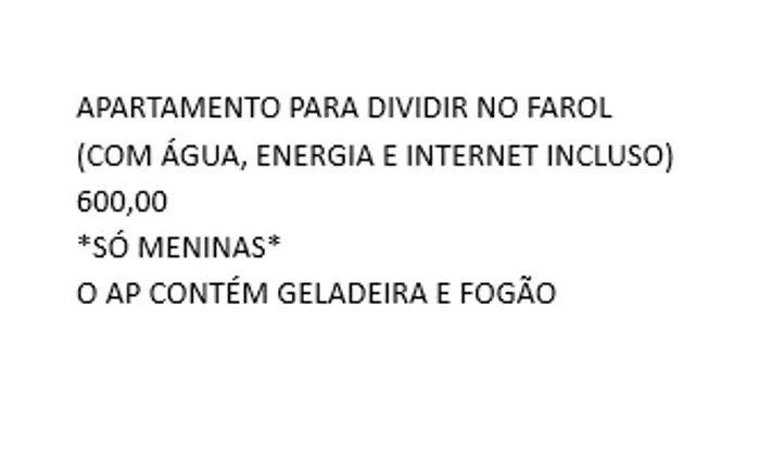 Apartamento para dividir no Farol