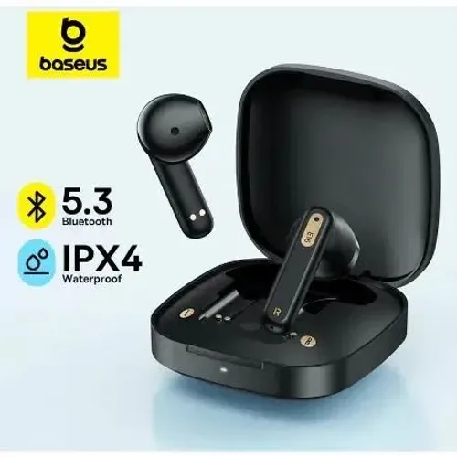 Fone Bluetooth Baseus E16 5.3 IPX4 preto linha Premium