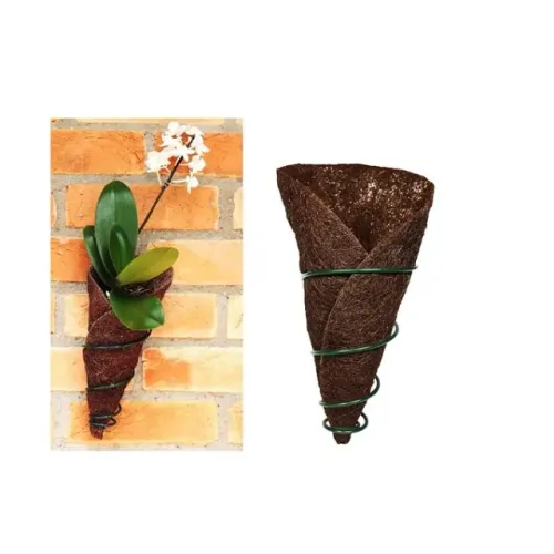 24 Vasos de parede de fibra de coco para orquídeas com suporte de ferro e 6 sem suporte