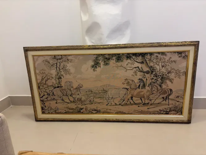 quadro tapeçaria clássica com moldura