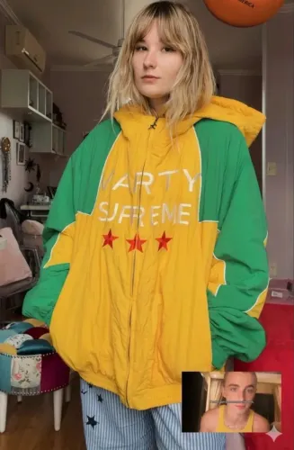 Jaqueta Marty Supreme Thimothée Chalamet exclusiva Brasil pop up etiqueta 2XL