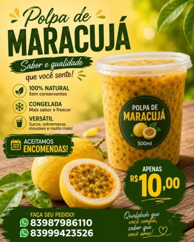 Polpas de maracujá 500ml 10.00$ cada