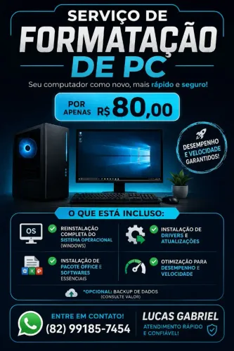 Serviço de Formatação de PCs/Notebooks