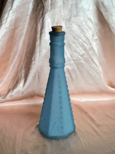 grande garrafa azul vidro fosco Antigo Antiquário vintage colecionador rústico decoração
