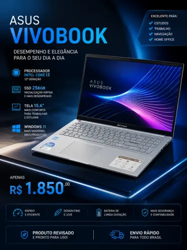 Notebook Asus vivobook modelo novo 2025/2026 perfeito pra trabalho estudo 