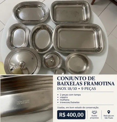 Conjunto de baixelas e travessas TRAMONTINA- Inox 18/10 - lote