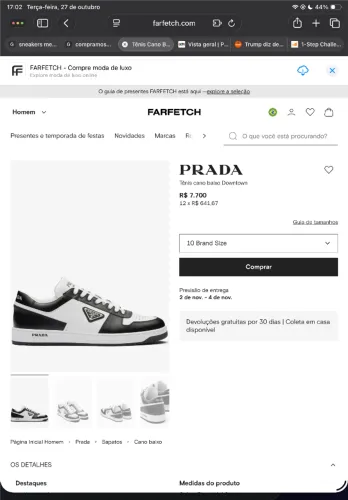 Tênis Prada Cano Baixo Downtown