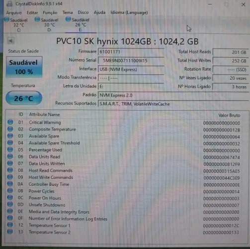 Nvme 1tb 100% adata 4x4 ps5/pc/notebook