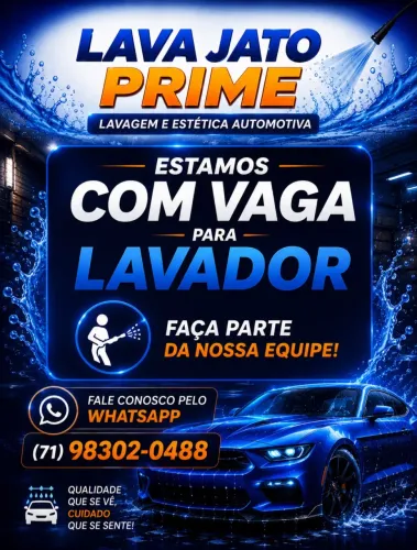 Vaga disponível para lavador em lava jato