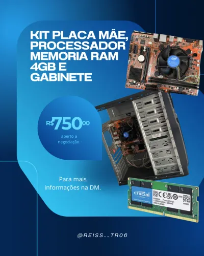 Kit Processador Intel g4560, Placa Mãe ipmh110, Memória Ram4gb crucial e Gabinete 