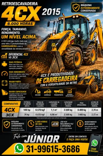 RETROESCAVADEIRA JCB 4CX - 100% OPERACIONAL LINDA