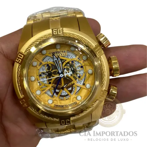 Relógio Invicta Reserve Bolt Zeus Skeleton Dourado Caixa Original Masculino Luxo Premium