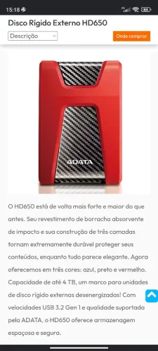 Hd externo 1 tera novo!
