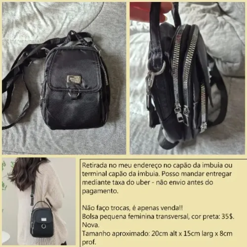 Bolsa pequena transversal preta nova