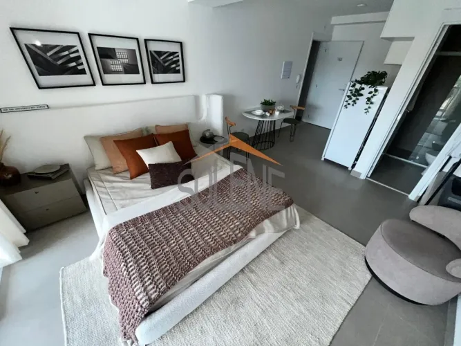 Studio para locação, Bela Vista, Osasco, banheiro com box de vidro e gabinete, varanda, ex