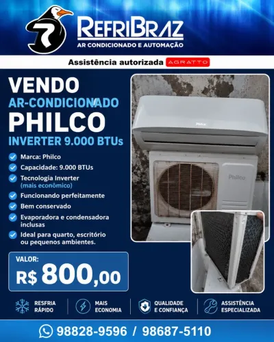 Ar split Philco inverter 9000 BTUs