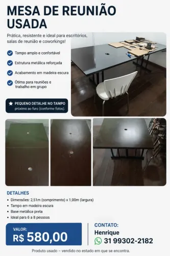 MESA DE REUNIÃO / ESCRITÓRIO - USADA