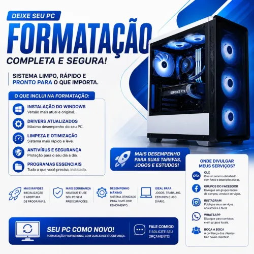 $40 Formatação e otimização de computadores e notebooks
