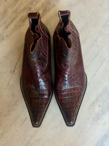 Bota cowboy country couro legítimo vermelha 44