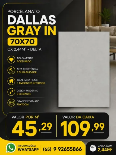 Porcelanato Dallas Gray 70IN 70x70