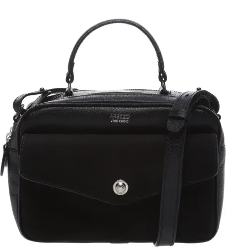 bolsa arezzo tiracolo couro eleganza preta