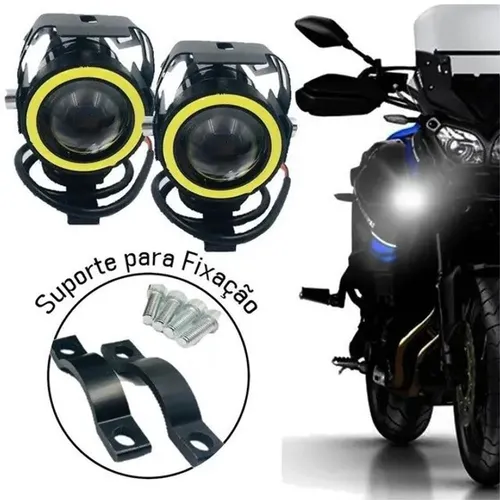 Farol de Milha LED Universal Angel Eyes Tipo Canhão LED Cree Motocicleta Motos