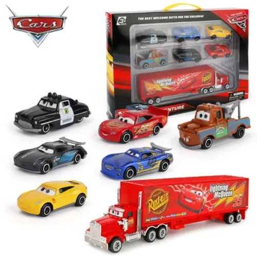 Relâmpago Mcqueen Mate Carros Car Caminhão Carrinho Coleção De 7 Pcs