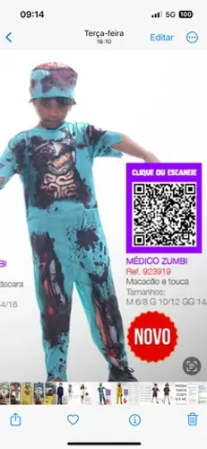 Fantasia Halloween médico zumbi