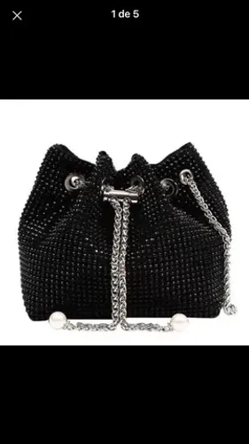 Bolsa saquinho com strass brilho e alcinha de ferro