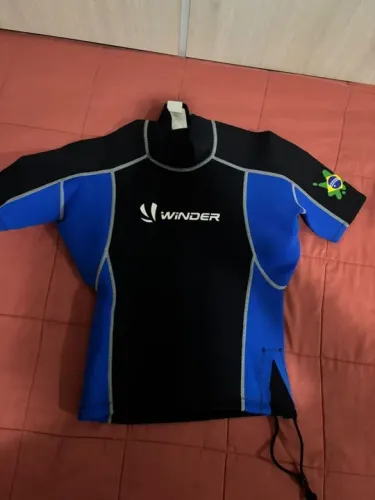 Blusa Neoprene mergulho Fun Dive Winder Preta e Azul PP