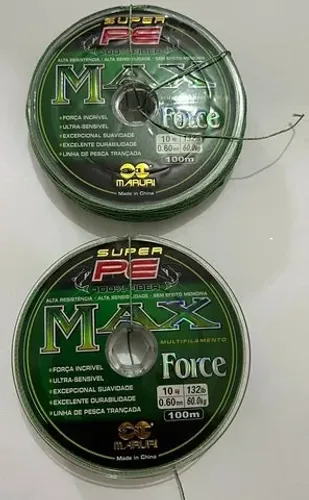 02 Carreteis Linha Pesca Multifilamento Maruri Force 0,60mm/132lbs peixes até 60kg