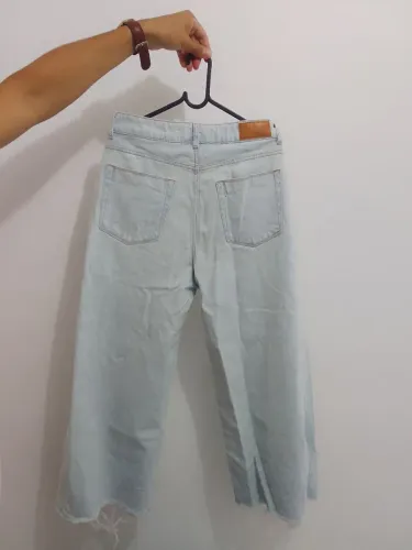 Calça Jeans Azul Clara Wide Leg
