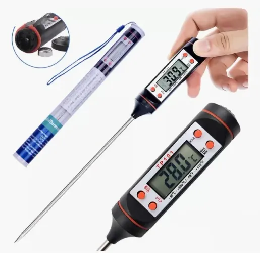 kIT C/ 2 TERMOMETROS CULINARIO DIGITAL C/ BATERIA P ALIMENTOS COZINHA FRIO E QUENTE