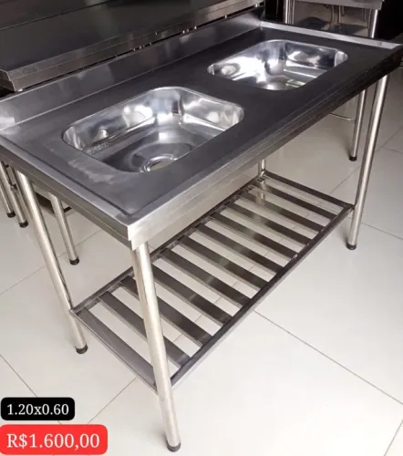 Pia inox cuba dupla rasa 1.20x0.60_.