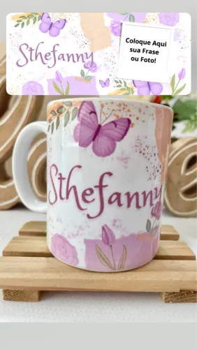 Caneca Personalizada - Flores e Borboletas