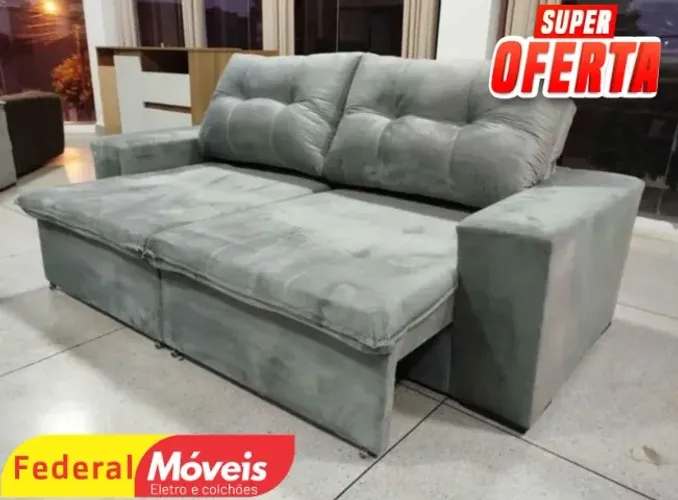 Sofá 2,00m VELUDO Retrátil e Reclinável D33 MEGA OFERTA