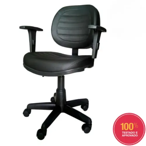 Cadeira Executiva Ergonômica Costurada Giratória Preta Braços Reguláveis Confortável 31005