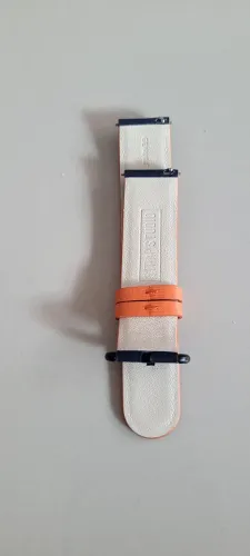 Pulseira de relógio laranja e branca - Samsung e Strapstudio