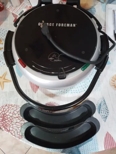 grill george foreman redondo 360 usado com 2 coletores e chapa lisa extra