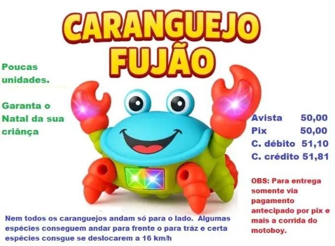 Caranguejo Bailarino ou Fujão - com sons e luzes