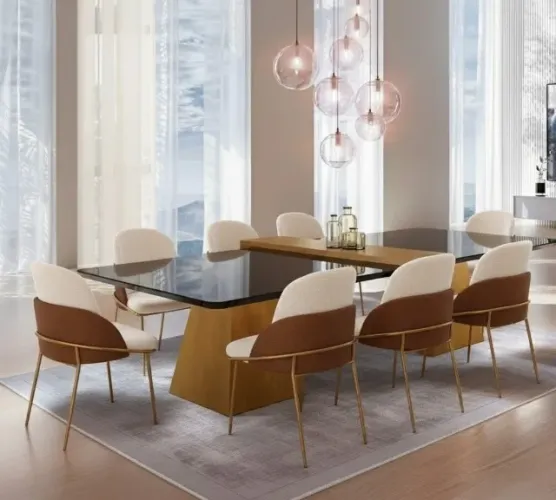 Mesa Rubi com 8 cadeiras Moderna