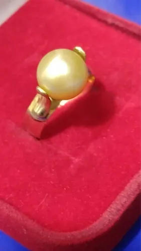 Anel Pérola 9 mm Ouro 18 Kilates Peso 5.20 Gramas Maciço