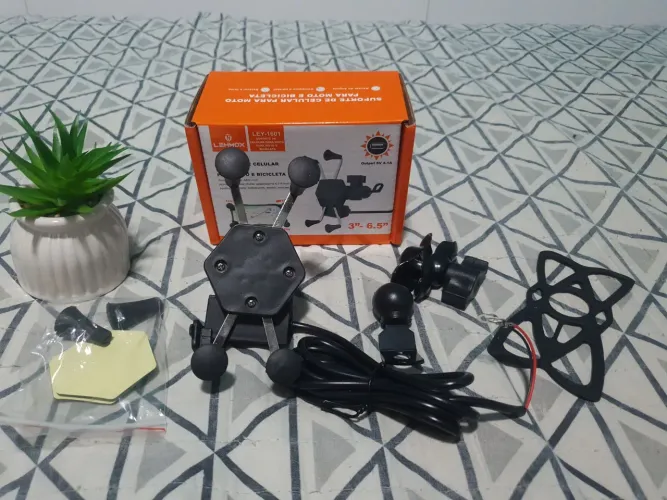 Suporte celular moto garra com usb carregamento