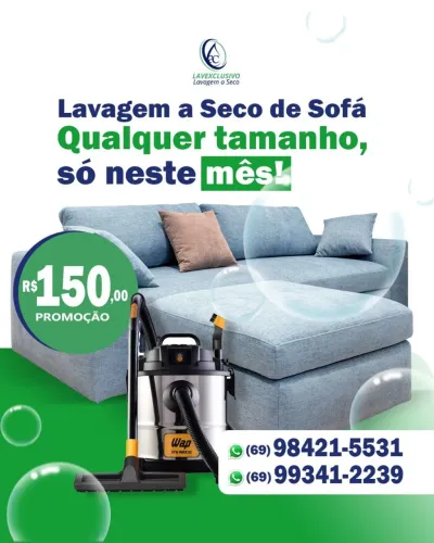 Lavagem a seco de sofá - qualquer tamanho - Promoção