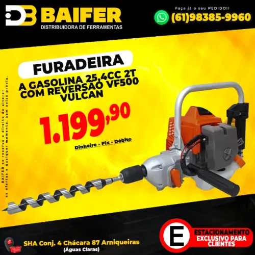 Furadeira a Gasolina 25,4cc 2t Com Reversão VF500 Vulcan