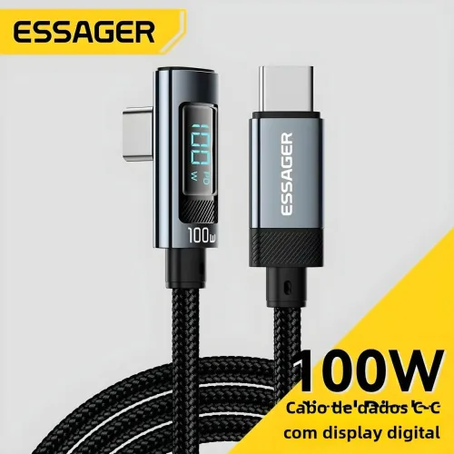 Cabo USB-C 100W/ 1M  com Display Digital - Carregamento Rápido