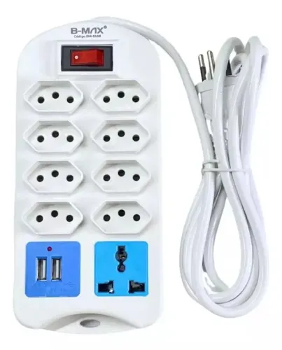Filtro de Linha Extensão 8 Tomadas Régua 2 Usb -Universal - Cabo 2m Loja Coimbra - Entrega