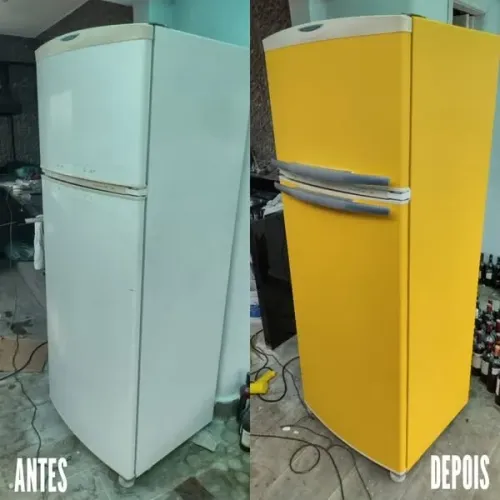 envelopamento de geladeira  (adesivo amarelo)
