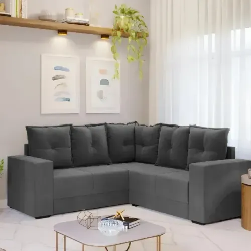 Sofa de Canto Patricia Cinza Excelente Acabamento